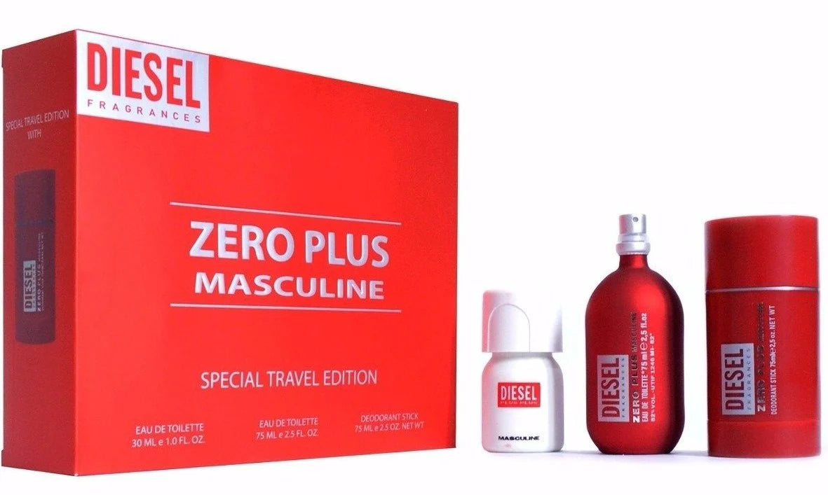 Diesel Set Zero Plus Masculine Special Travel Edition 75ml Zero Plus Edition Edt + 30ml Plus Plus Masculine Edt + 75ml Zero Plus Deodorant Stick