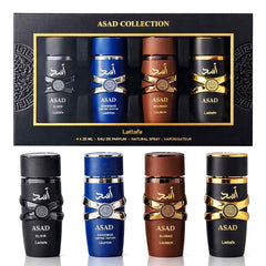 Lattafa Asad + Asad Elix + Zanzibar + Bourbon Edp 25ml Set 4pcs (H)